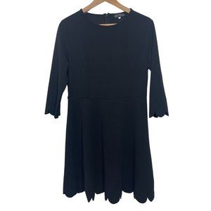 SUNNOW | Black Scalloped Edge 3/4 Sleeve Dress | Size L